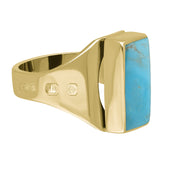 9ct Yellow Gold Turquoise Hallmark Small Oblong Ring