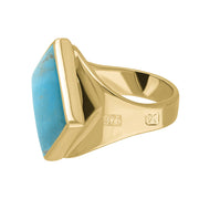 9ct Yellow Gold Turquoise Hallmark Small Rhombus Ring