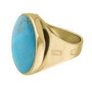 9ct Yellow Gold Turquoise Hallmark Small Round Ring