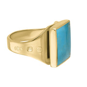 9ct Yellow Gold Turquoise Hallmark Small Square Ring