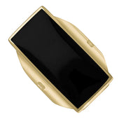 9ct Yellow Gold Whitby Jet Hallmark Large Oblong Ring, R064_FH.