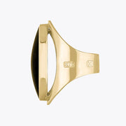 9ct Yellow Gold Whitby Jet Hallmark Large Oval Ring