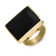 9ct Yellow Gold Whitby Jet Hallmark Medium Square Ring, R604_FH.