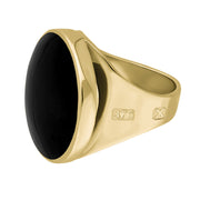 9ct Yellow Gold Whitby Jet Hallmark Small Round Ring