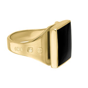 9ct Yellow Gold Whitby Jet Hallmark Small Square Ring