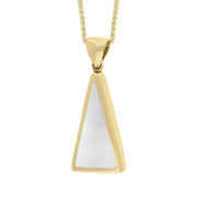 9ct Yellow Gold Whitby Jet Mother Of Pearl Small Double Sided Triangular Fob Necklace, P834_3.