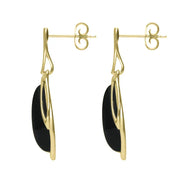 9ct Yellow Gold Whitby Jet Open Marquise Drop Earrings, E2437_2