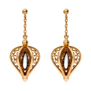 9ct Rose Gold Bauxite Flore Filigree Drop Earrings E1781