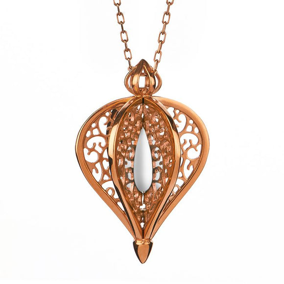 9ct Rose Gold Bauxite Flore Filigree Small Necklace, P2338C