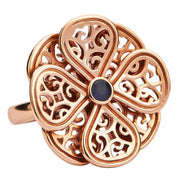 9ct Rose Gold Blue Goldstone Flore Eight Petal Flower Ring R808