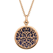 9ct Rose Gold Blue Goldstone Flore Filigree Necklace P2339C