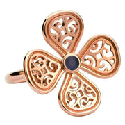 9ct Rose Gold Blue Goldstone Flore Four Petal Filigree Ring