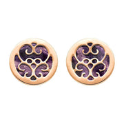 9ct Rose Gold Blue John Flore Filigree Stud Earrings