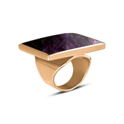 9ct Rose Gold Blue John Large Square Ring, R605_2