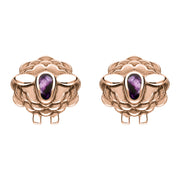 9ct Rose Gold Blue John Sheep Stud Earrings, E2530.