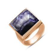 9ct Rose Gold Blue John Small Square Ring, R603.