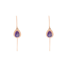 9ct Rose Gold Blue John Fleur De Lis Disc Drop Earrings