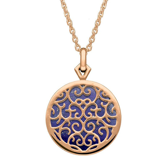 9ct Rose Gold Lapis Lazuli Flore Filigree Necklace P2339C