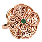 9ct Rose Gold Malachite Flore Eight Petal Flower Ring R808