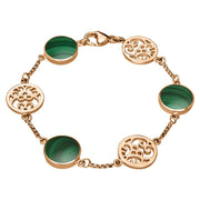 9ct Rose Gold Malachite Flore Filigree Bracelet