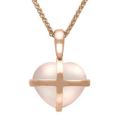 9ct Rose Gold Rose Quartz Small Cross Heart Necklace P1544