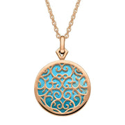 9ct Rose Gold Turquoise Flore Filigree Necklace P2339C