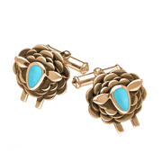 9ct Rose Gold Turquoise Sheep Cufflinks