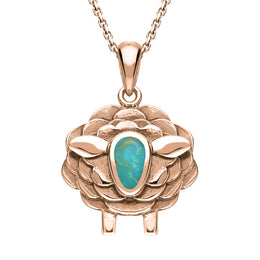 9ct Rose Gold Turquoise Sheep Necklace, P3508.
