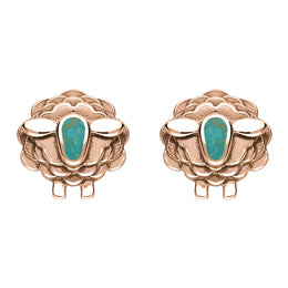 9ct Rose Gold Turquoise Sheep Stud Earrings, E2530.