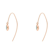 9ct Rose Gold Turquoise Star Disc Drop Earrings, E1371.