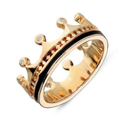 9ct Rose Gold Whitby Jet Diamond Tiara Band Ring. R1222.