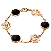 9ct Rose Gold Whitby Jet Flore Filigree Bracelet B943