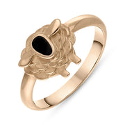 9ct Rose Gold Whitby Jet Sheep Ring, R1245.