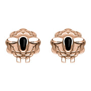 9ct Rose Gold Whitby Jet Sheep Stud Earrings, E2530.