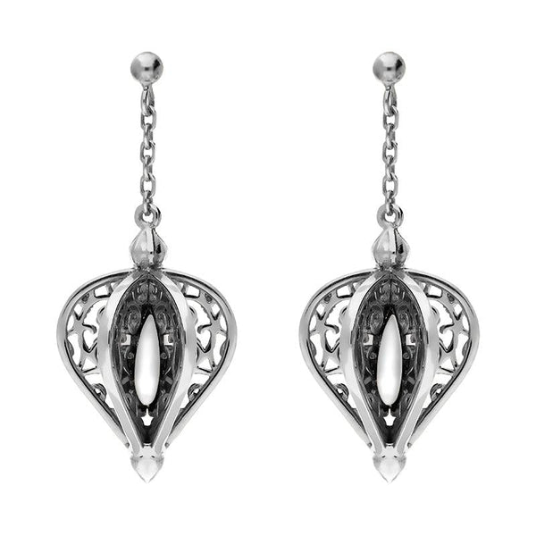 9ct White Gold Bauxite Flore Filigree Drop Earrings E1781