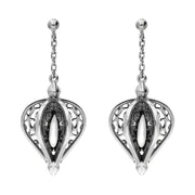 9ct White Gold Bauxite Flore Filigree Drop Earrings E1781