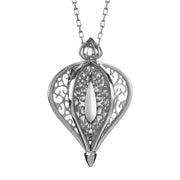 9ct White Gold Bauxite Flore Filigree Small Necklace P2338C