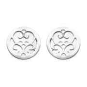 9ct White Gold Bauxite Flore Filigree Stud Earrings, E1782