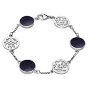 9ct White Gold Blue Goldstone Flore Filigree Bracelet B943