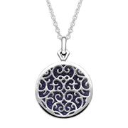 9ct White Gold Blue Goldstone Flore Filigree Necklace P2339C