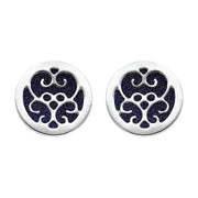 9ct White Gold Blue Goldstone Flore Filigree Stud Earrings, E1782