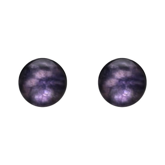 9ct White Gold Blue John 8mm Ball Stud Earrings, E1345