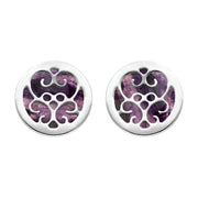 9ct White Gold Blue John Flore Filigree Stud Earrings, E1782