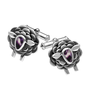 9ct White Gold Blue John Sheep Cufflinks, CL547.