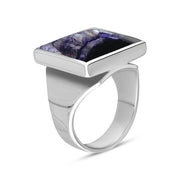 9ct White Gold Blue John Small Square Ring, R603_2