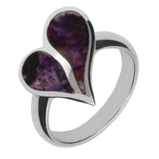 9ct White Gold Blue John Split Heart Ring, R651