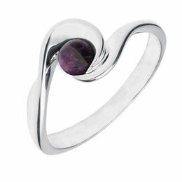 9ct White Gold Blue John Wave Ring. R876.