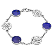 9ct White Gold Lapis Lazuli Flore Filigree Bracelet B943