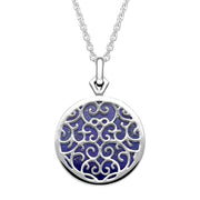 9ct White Gold Lapis Lazuli Flore Filigree Necklace P2339C