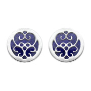 9ct White Gold Lapis Lazuli Flore Filigree Stud Earrings, E1782